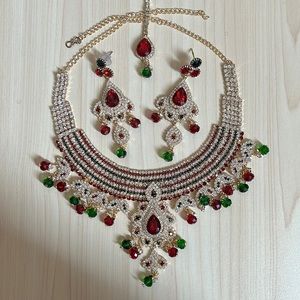 Red and Green Kundan Set
